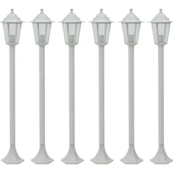 vidaXL Farolas de jardín aluminio blancas E27 110 cm 6 unidades Blanco Outlet