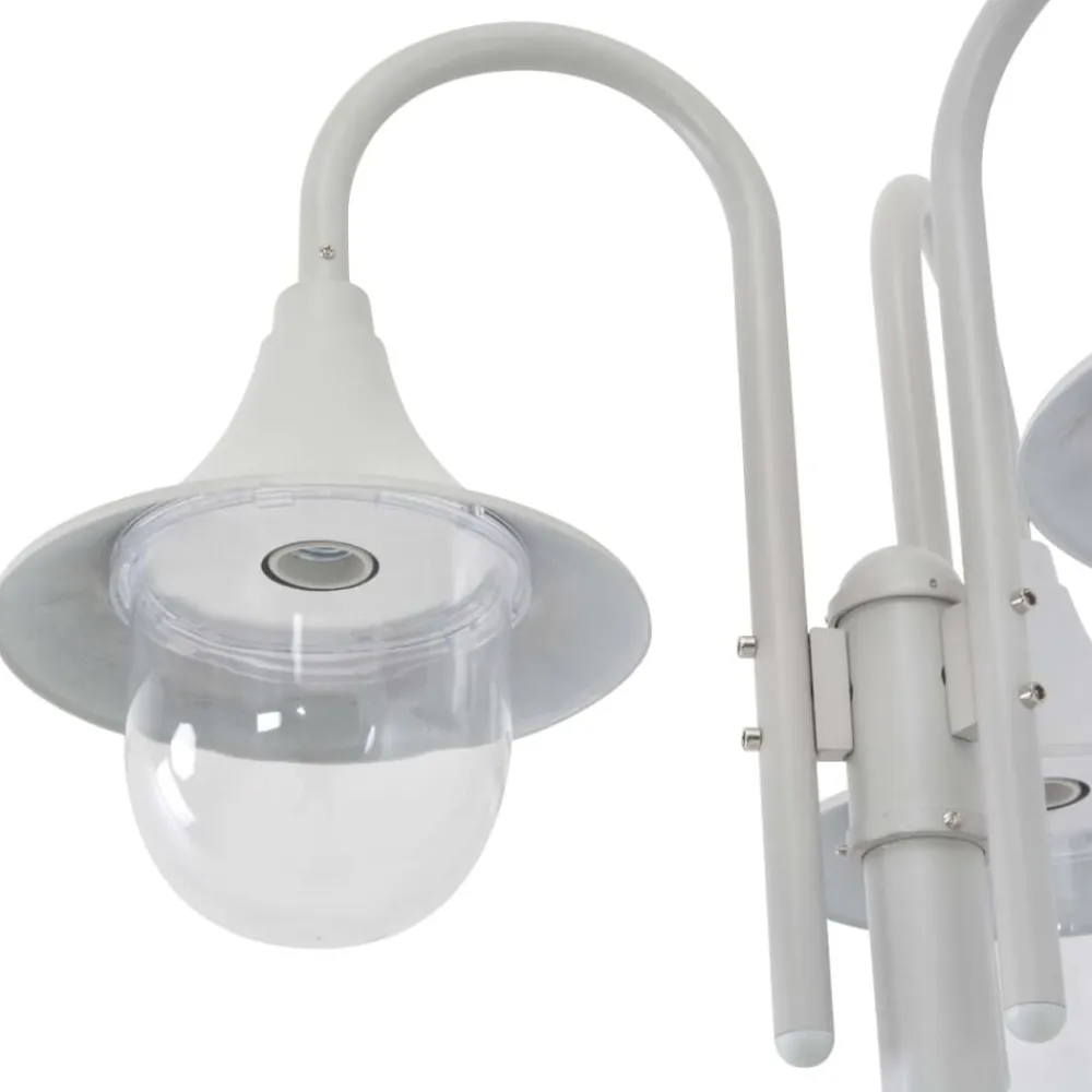vidaXL Iluminación-Farolas de jardín con 3 luces aluminio blanca E27 220 cm