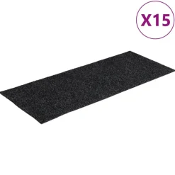 vidaXL Productos Del Hogar-Felpudos autoadhesivos para escaleras, 15 unidades, 60 x 25 cm, , rectangulares
