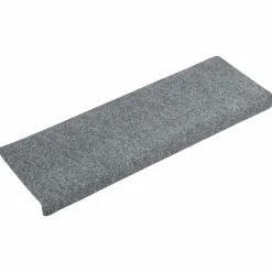 vidaXL Felpudos autoadhesivos para escaleras, 15 unidades, 65 x 21 x 4 cm, , borde rectangular Gris claro Clearance