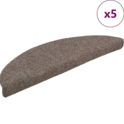 vidaXL Felpudos autoadhesivos para escaleras, 5 unidades, , semicirculares, 56 x 17 x 3 cm Beige Clearance