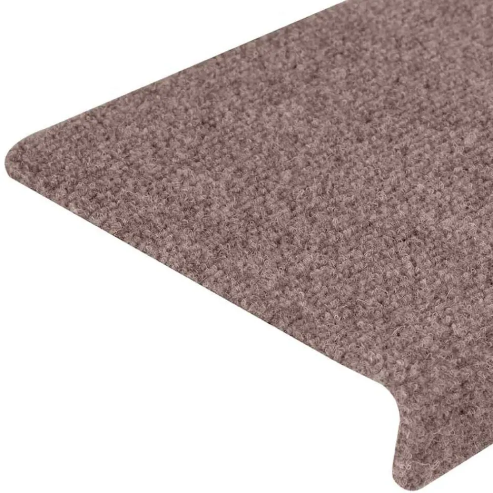 vidaXL Felpudos autoadhesivos para escaleras, 15 unidades, 65 x 21 x 4 cm, borde rectangular marrón claro Crema Clearance