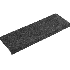 vidaXL Felpudos autoadhesivos para escaleras, 15 unidades, 65 x 21 x 4 cm, borde rectangular, Gris oscuro Outlet