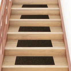 vidaXL Productos Del Hogar-Felpudos autoadhesivos para escaleras, 15 unidades, 76 x 20 cm, marrón, rectangulares