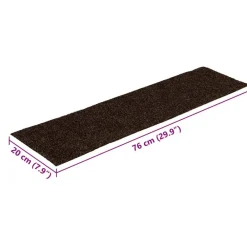 vidaXL Productos Del Hogar-Felpudos autoadhesivos para escaleras, 15 unidades, 76 x 20 cm, marrón, rectangulares