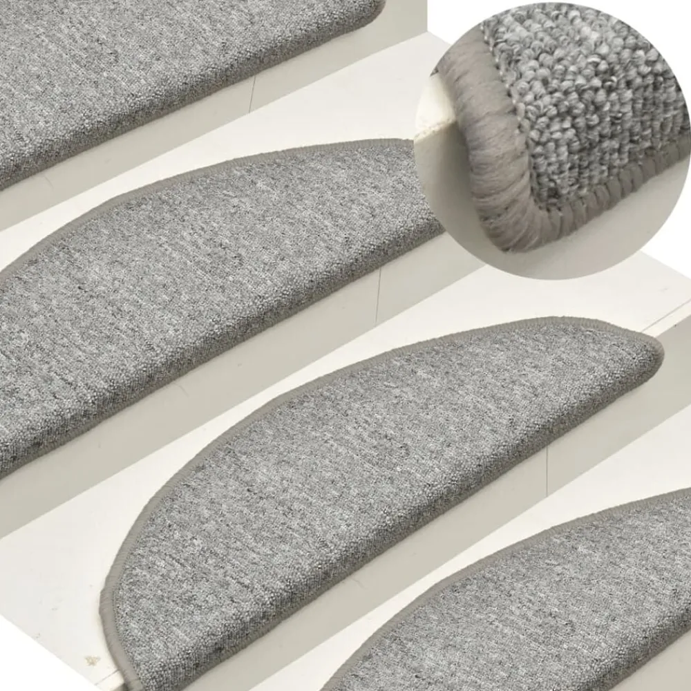 vidaXL Productos Del Hogar-Felpudos para escaleras (15 unidades, 56 x 17 x 3 cm, gris claro, semicirculares)