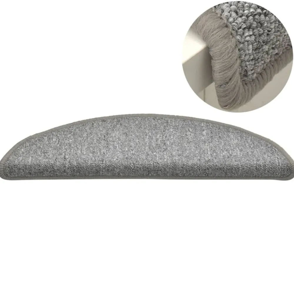vidaXL Productos Del Hogar-Felpudos para escaleras (15 unidades, 56 x 17 x 3 cm, gris claro, semicirculares)