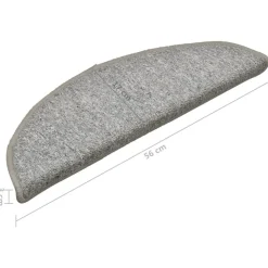 vidaXL Productos Del Hogar-Felpudos para escaleras (15 unidades, 56 x 17 x 3 cm, gris claro, semicirculares)