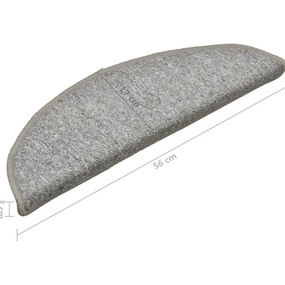vidaXL Productos Del Hogar-Felpudos para escaleras (15 unidades, 56 x 17 x 3 cm, gris claro, semicirculares)