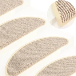 vidaXL Productos Del Hogar-Felpudos para escaleras (15 unidades, 56 x 17 x 3 cm), color blanco y marrón, semicirculares