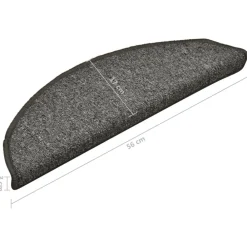 vidaXL Felpudos para escaleras (15 unidades, 56 x 17 x 3 cm, gris oscuro, semicirculares) Gris y negro