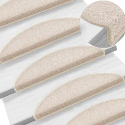 vidaXL Productos Del Hogar-Felpudos para escaleras 15 unidades 56x17x3 cm gris topo semicirculares