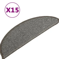 vidaXL Felpudos para escaleras (15 unidades, 56 x 17 x 3 cm, , semicirculares) Gris Discount
