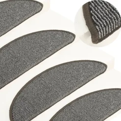vidaXL Felpudos para escaleras (15 unidades, 56 x 17 x 3 cm, , semicirculares) Gris Discount