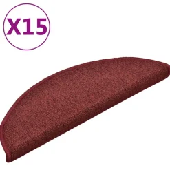 vidaXL Productos Del Hogar-Felpudos para escaleras 15 unidades 56x17x3 cm Burdeos Semicirculares