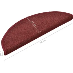 vidaXL Productos Del Hogar-Felpudos para escaleras 15 unidades 56x17x3 cm Burdeos Semicirculares