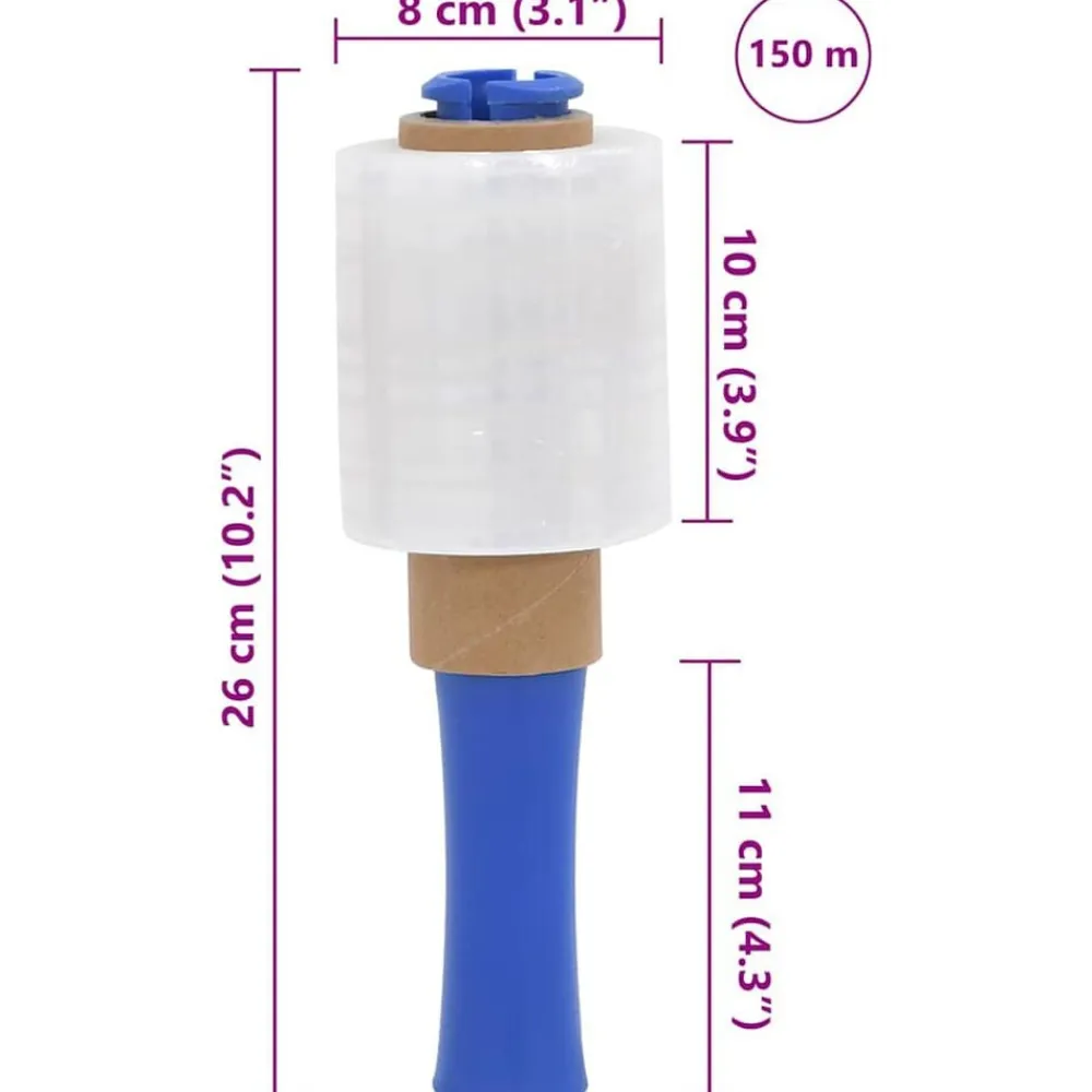 vidaXL Film estirable con asa 10 uds 23 μm 10 cm x 150 m Transparente Outlet