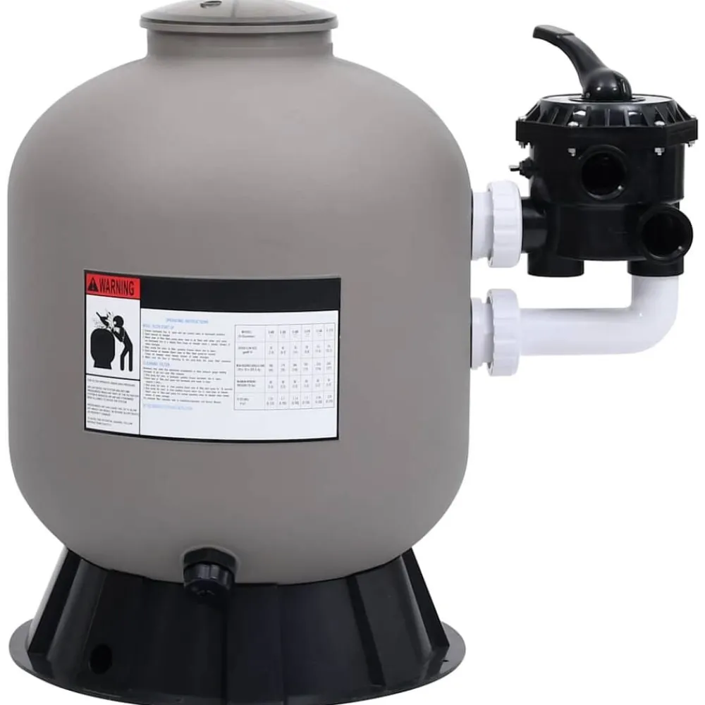 vidaXL Piscina Y Spa-Filtro de arena de piscina válvula 6 vías montaje lateral gris