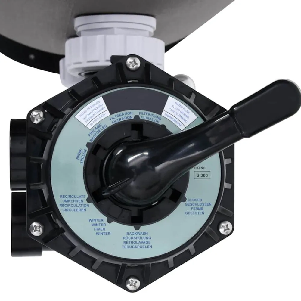 vidaXL Piscina Y Spa-Filtro de arena de piscina válvula 6 vías montaje lateral gris