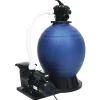 vidaXL Piscina Y Spa-Filtro de arena válvula de 7 vías y bomba de 1000 W azul y negro