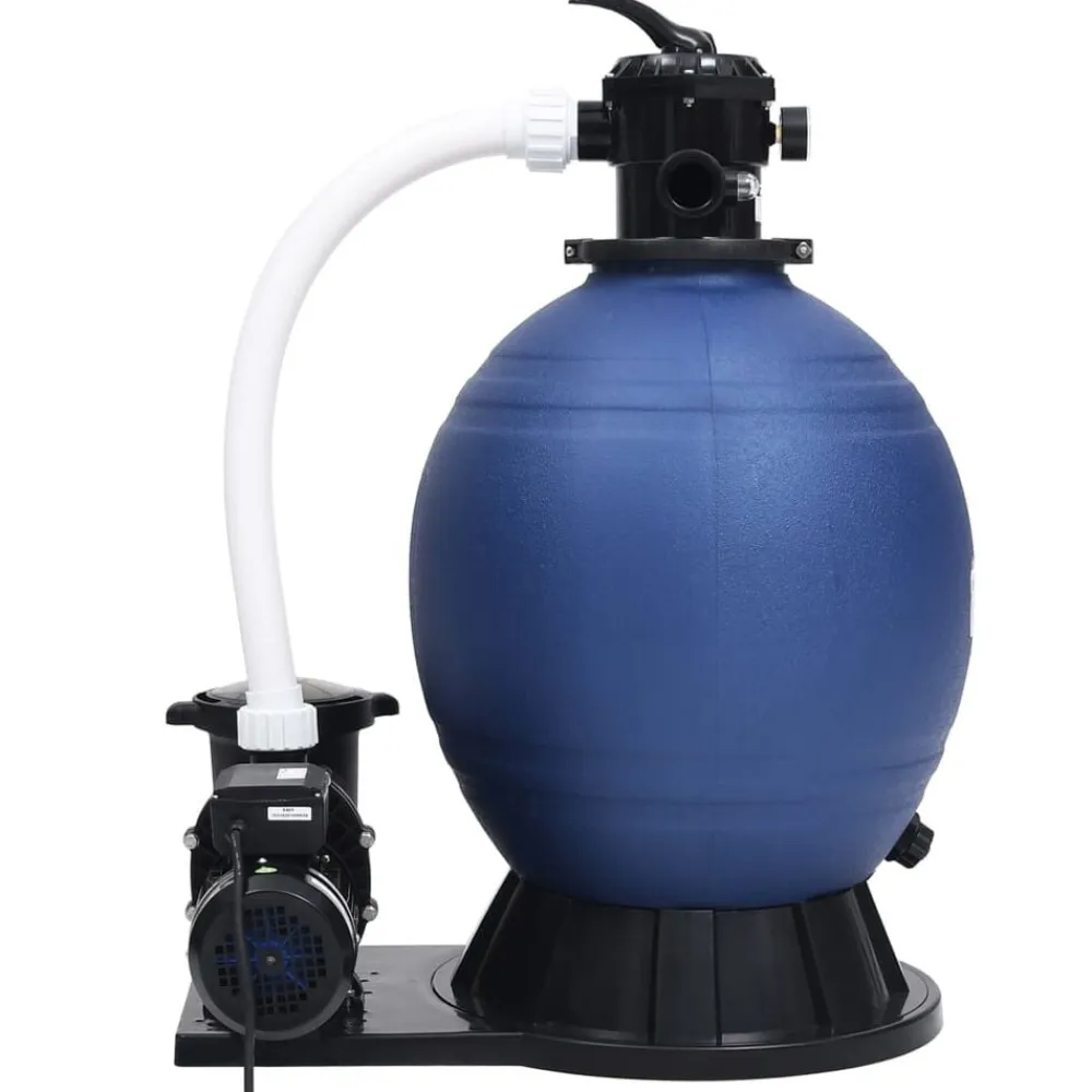 vidaXL Piscina Y Spa-Filtro de arena válvula de 7 vías y bomba de 1000 W azul y negro
