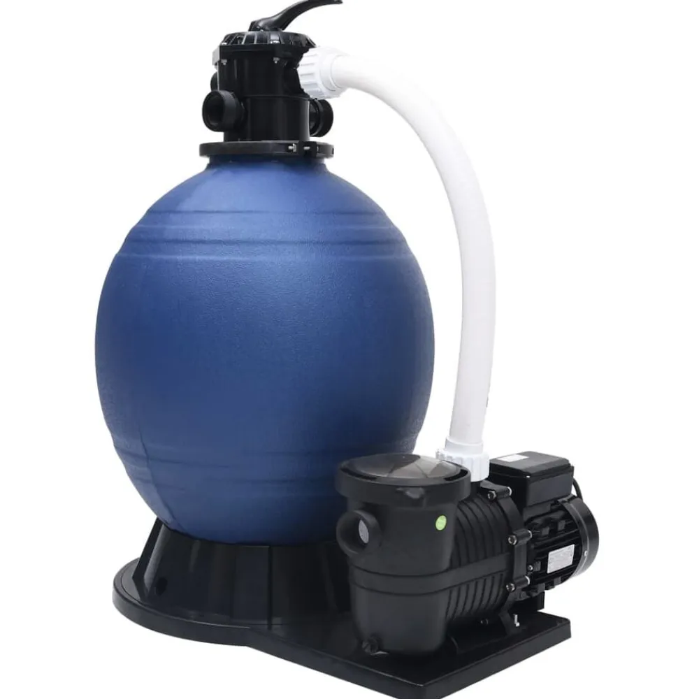 vidaXL Piscina Y Spa-Filtro de arena válvula de 7 vías y bomba de 1000 W azul y negro