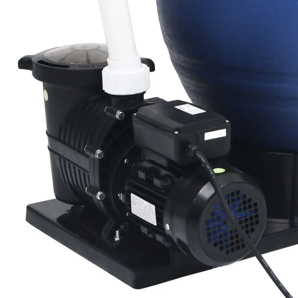 vidaXL Piscina Y Spa-Filtro de arena válvula de 7 vías y bomba de 1000 W azul y negro
