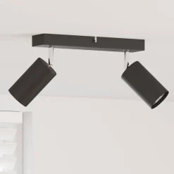 vidaXL Foco de techo con focos 26 x 6 x 16 cm Metal Negro Hot