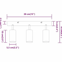 vidaXL Foco de techo con focos Níquel 38 x 6 x 16 cm Metal Níquel cepillado Clearance
