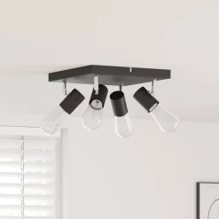 vidaXL Foco de techo con focos 26,5 x 26 x 11,5 cm Metal Negro Sale