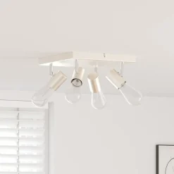 vidaXL Foco de techo con focos Níquel 26,5 x 26 x 11,5 cm Metal N&iacute;quel cepillado