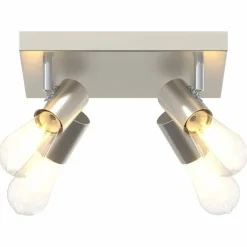 vidaXL Foco de techo con focos Níquel 26,5 x 26 x 11,5 cm Metal Níquel cepillado