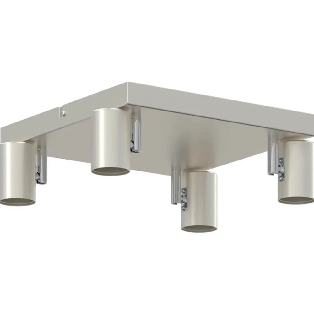 vidaXL Foco de techo con focos Níquel 26,5 x 26 x 11,5 cm Metal Níquel cepillado