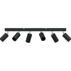 vidaXL Foco de techo con focos 73 x 6 x 16 cm Metal Negro Discount