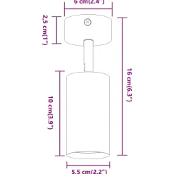 vidaXL Foco de techo con focos 6 x 6 x 16 cm Metal Negro Clearance