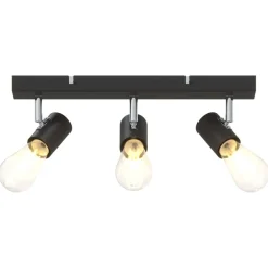 vidaXL Foco de techo con focos 38 x 6,5 x 11,5 cm Metal Negro