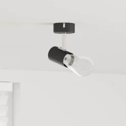 vidaXL Foco de techo con focos 6,5 x 6 x 11,5 cm Metal Negro Clearance