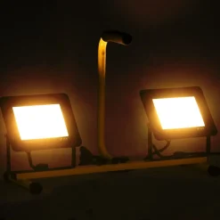 vidaXL Foco LED con asa 2x50 W blanco cálido Blanco c&aacute;lido
