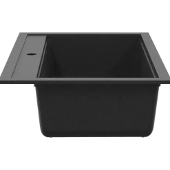 vidaXL Fregadero de cocina de granito con un seno Negro