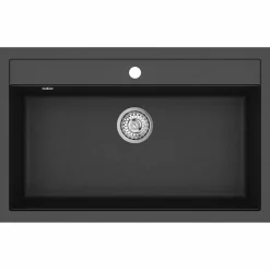 vidaXL Fregadero de cocina de granito con un seno Negro
