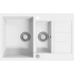 vidaXL Fontanería-Fregadero de cocina de granito con dos senos