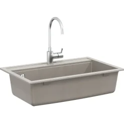 vidaXL Fregadero de cocina de granito con un seno Gris Best