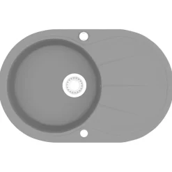 vidaXL Fontanería-Fregadero de cocina de granito con un seno ovalado gris
