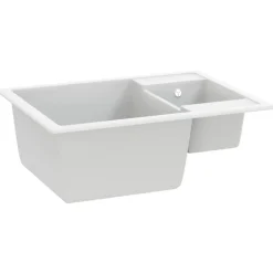 vidaXL Fregadero de cocina doble seno con rebosadero granito Blanco New