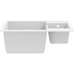 vidaXL Fregadero de cocina doble seno con rebosadero granito Blanco New