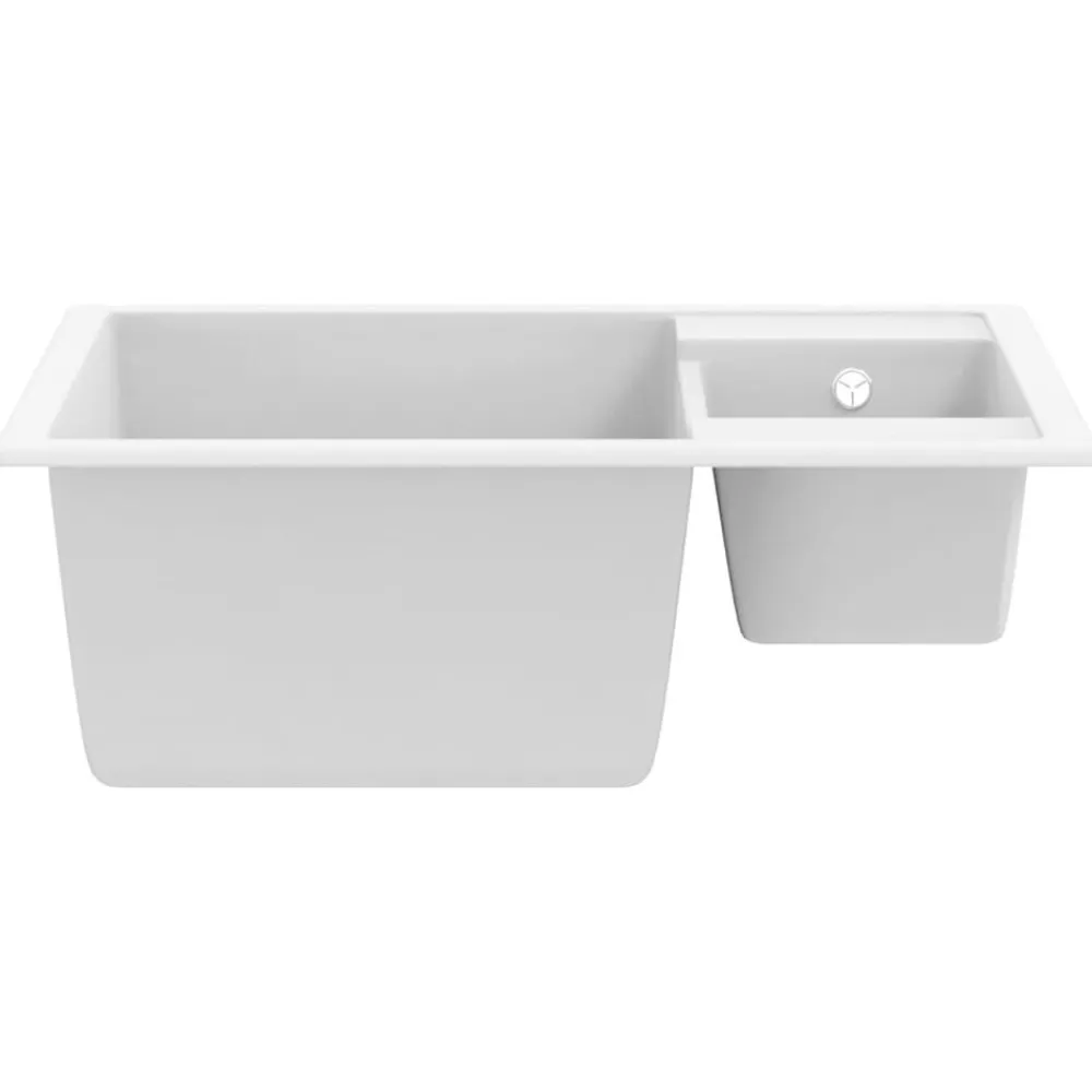 vidaXL Fregadero de cocina doble seno con rebosadero granito Blanco New