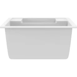vidaXL Fregadero de cocina doble seno con rebosadero granito Blanco New