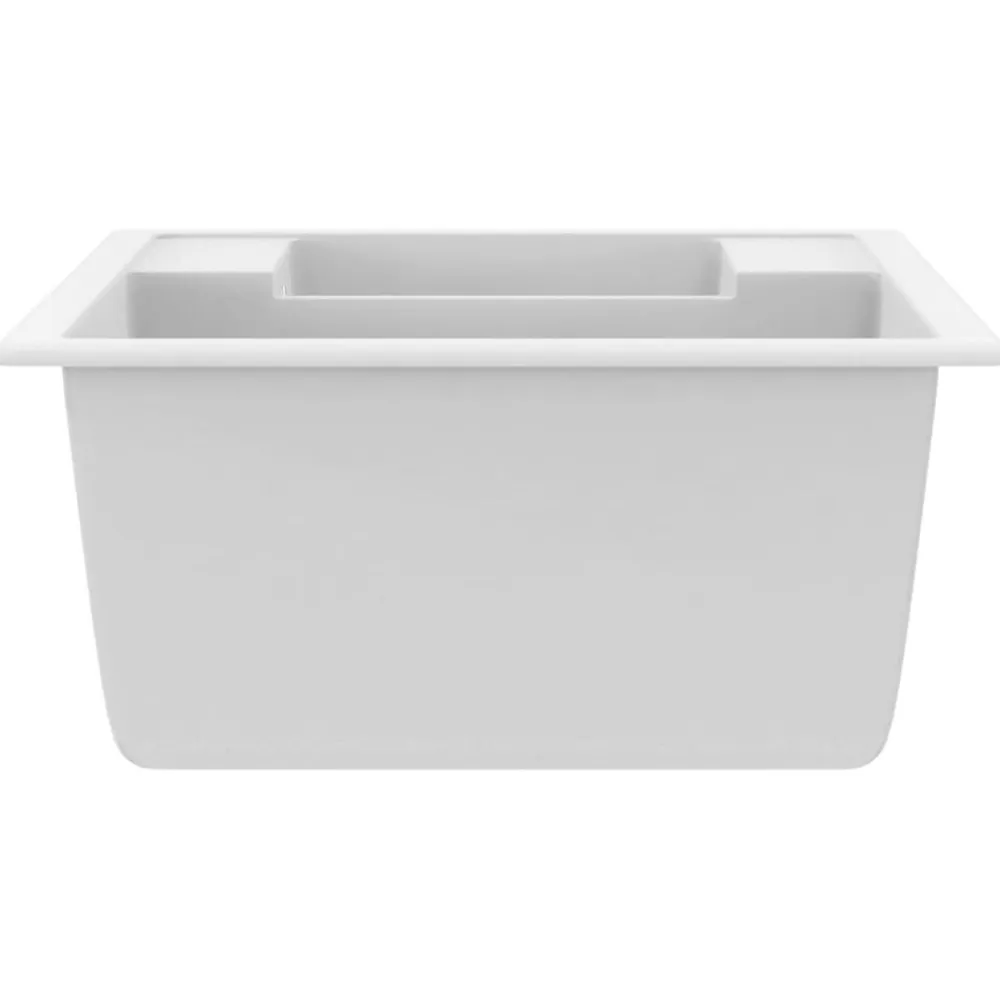 vidaXL Fregadero de cocina doble seno con rebosadero granito Blanco New