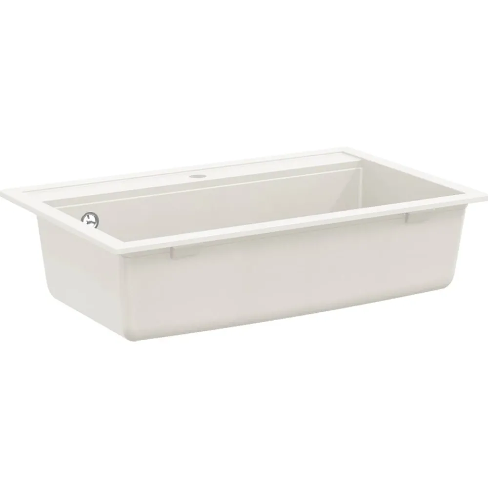 vidaXL Fregadero de cocina de granito con un seno Blanco Clearance