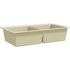 vidaXL Fontanería-Fregadero de cocina de granito con dos senos